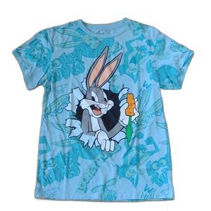 Looney Tunes Light Blue Short Sleeve Tee with Bugs Bunny Size Small